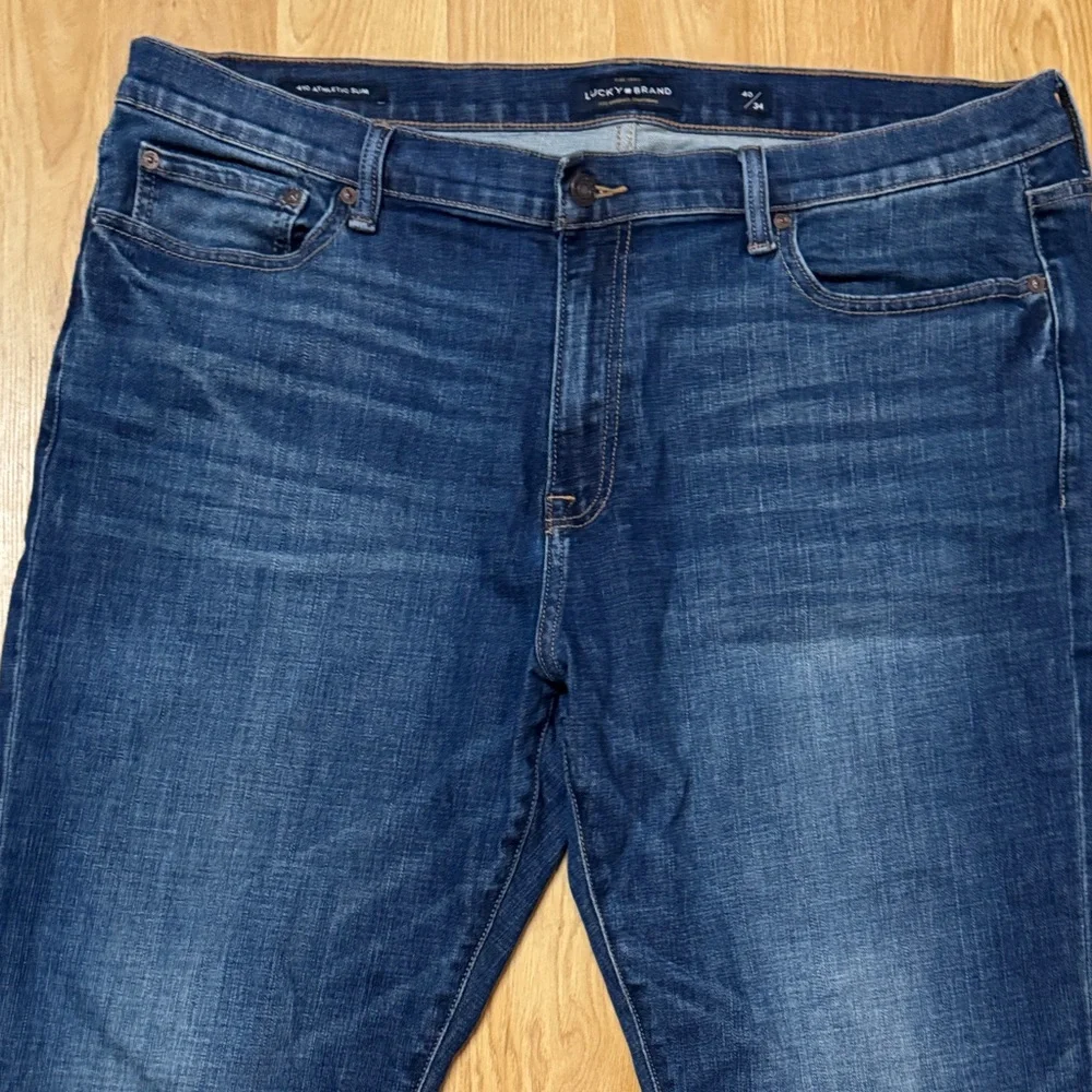 Lucky Brand size 40X34 40 410 athletic slim Men's Dark Blue Straight Jeans - Picture 3 of 12